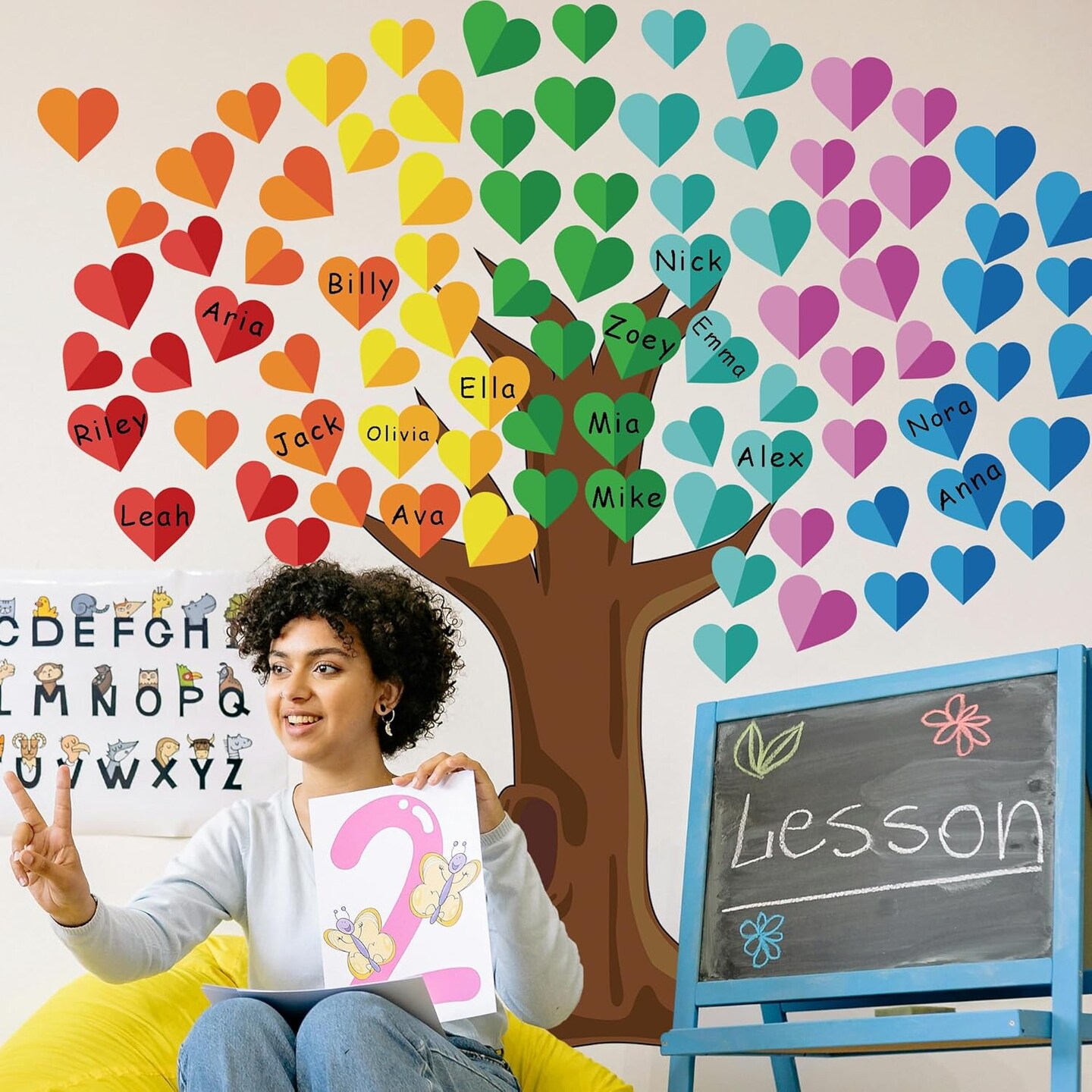 Classroom Tree Bulletin Board Decorations, Hearts Bulletin Board Tree Cutouts Set