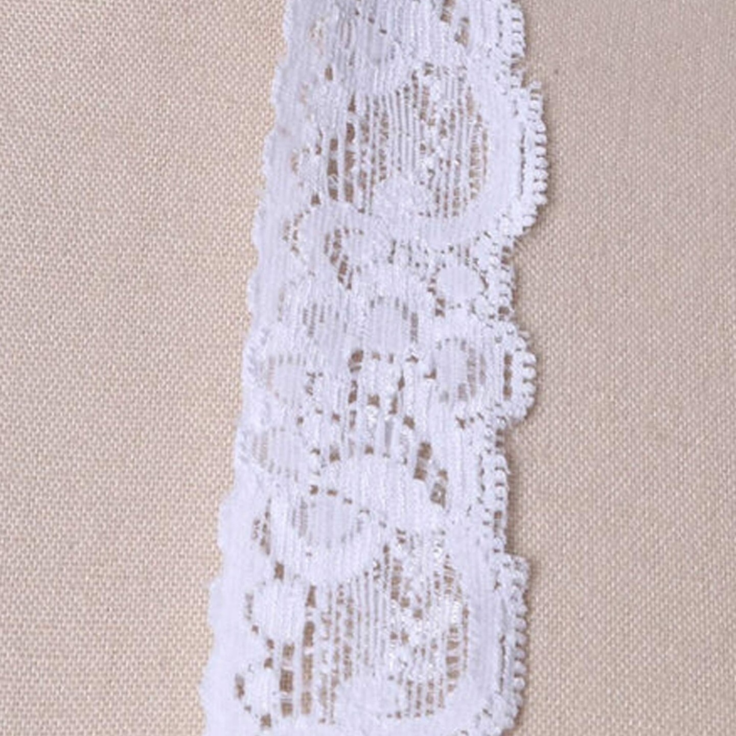 2 Yards 1 Inch Wide White Stretch Floral Elastic Lace Trim Narrow Soft Elastic Lace