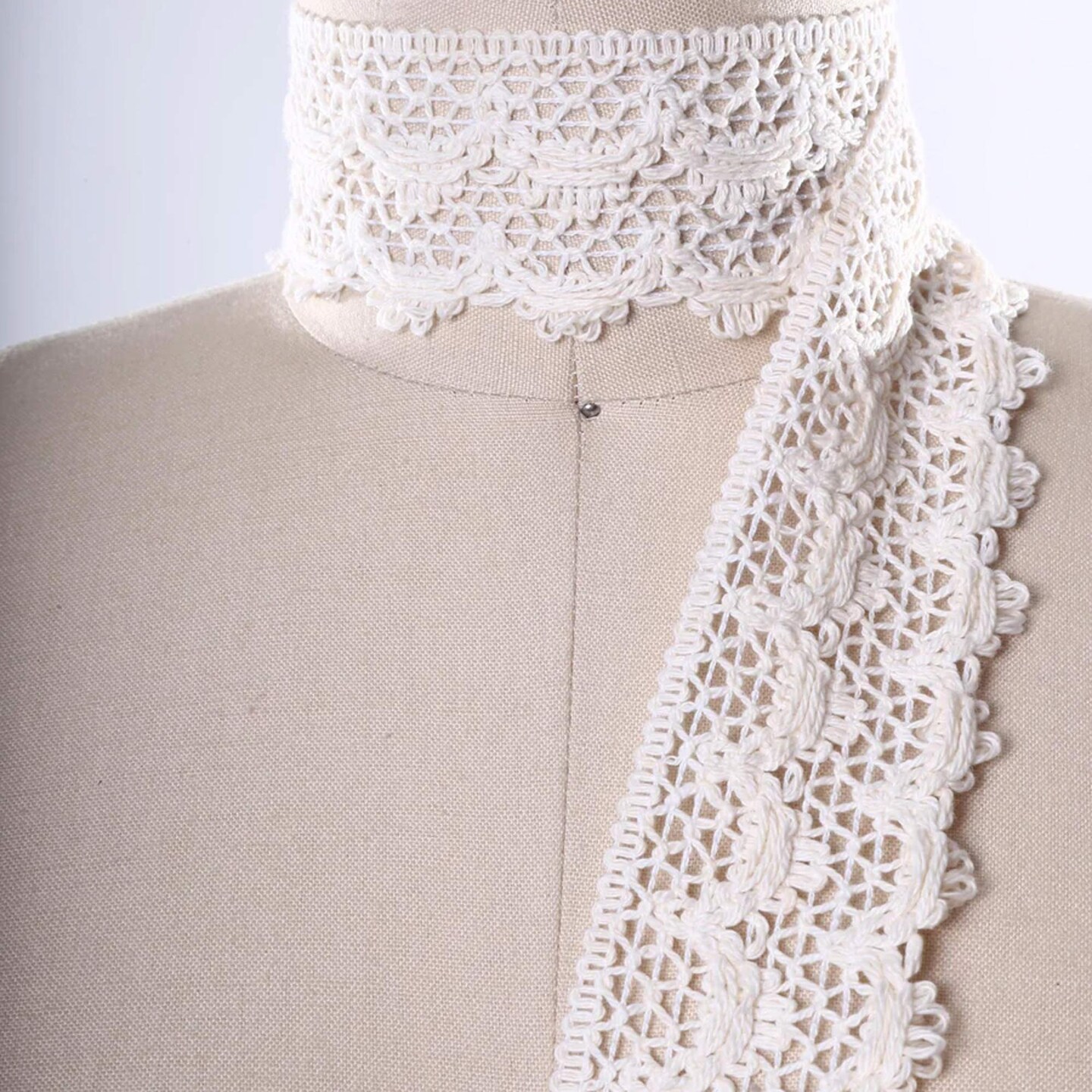 1 Yard 2 Inch Rich Ivory Scalloped Cluny Lace Trim with Crocheted Design