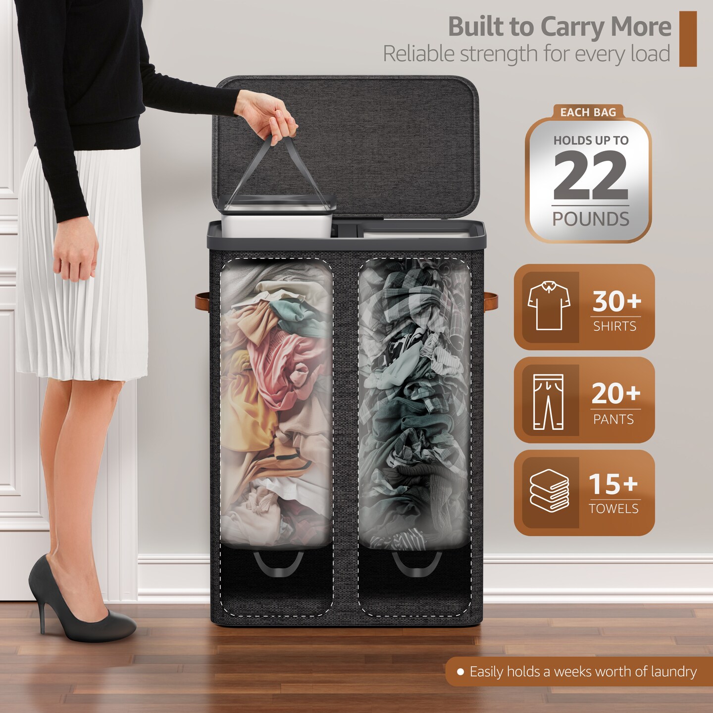 Sorbus Fabric Laundry Hamper - Collapsible Laundry Basket with Removable Laundry Bag