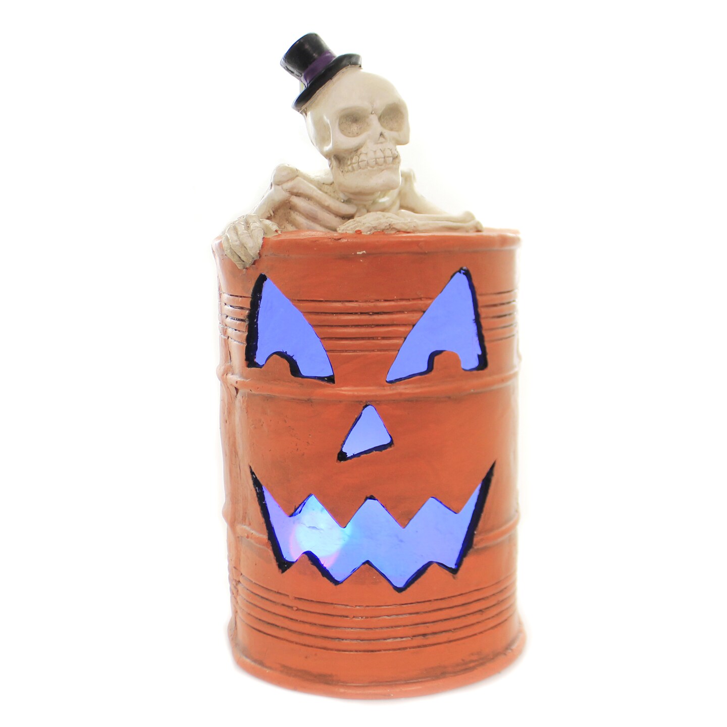 Designs Combined Inc 19.0 Inch Skeleton In Oil Drum Halloween Figurine , Lighted Halloween Decor Led Light Bones