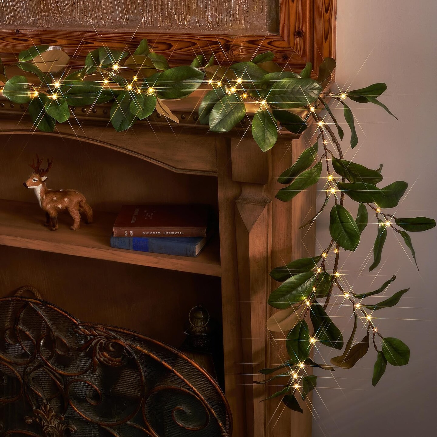 Lighted Magnolia Garland Timer 6FT 80 LED