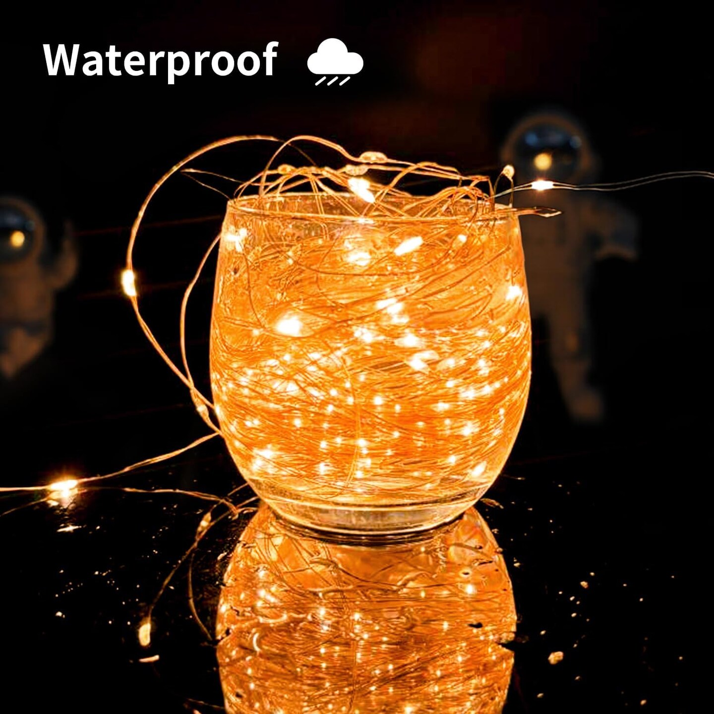 Solar String Lights Outdoor – 66 Feet, 200 LEDs, 8 Modes, Orange