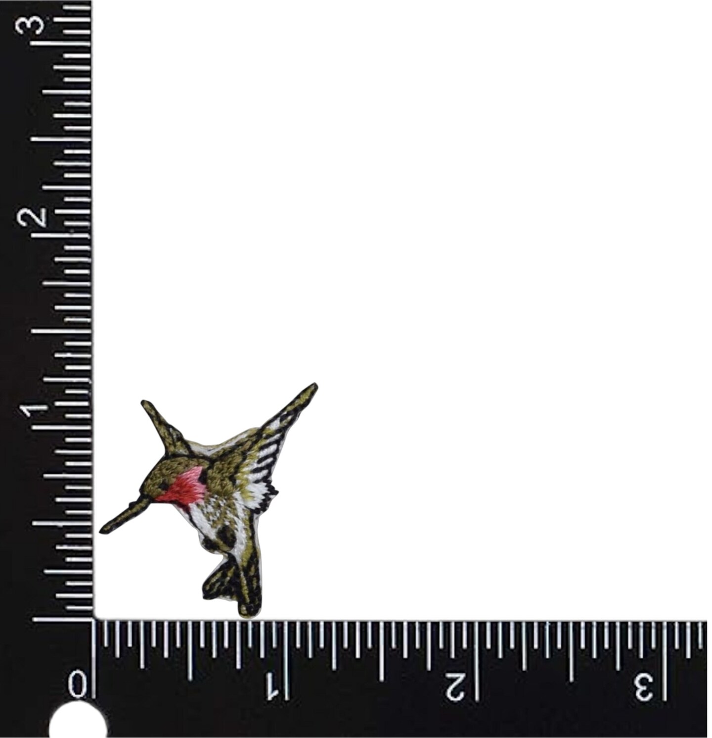 Mini Ruby Red-throated Hummingbird, Facing Left, Birds, Embroidered, Iron on Patch