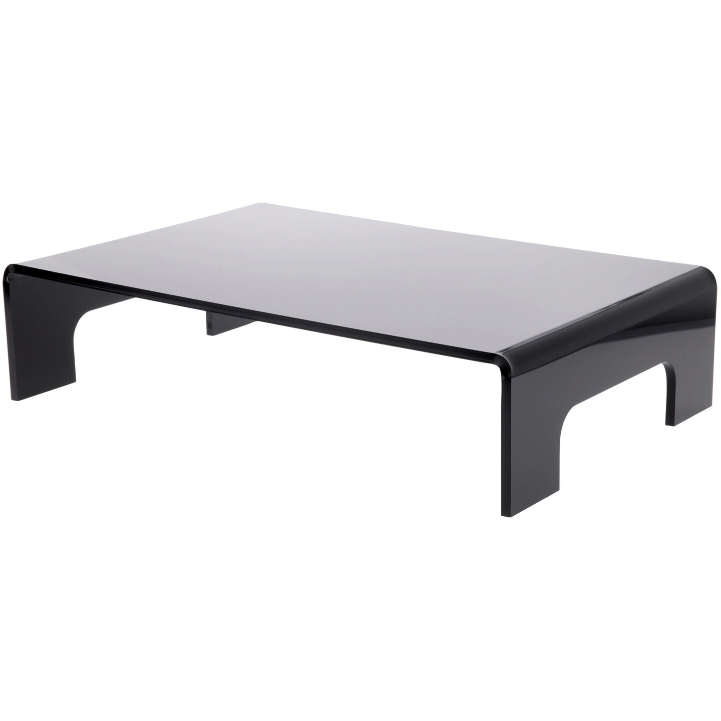 Plymor Black Acrylic Display Riser with Tray Handles, 5" H x 21" W x 14" D (3/8" thick)