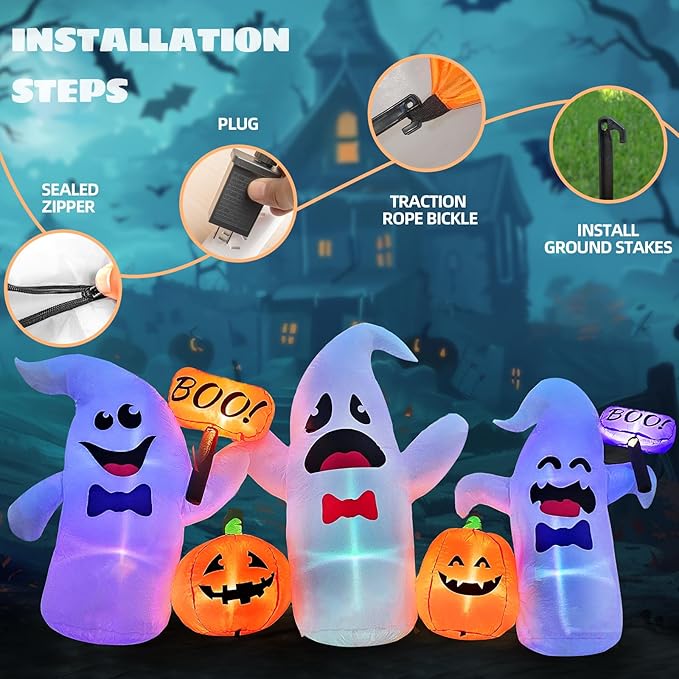 Halloween Inflatable Ghosts and Pumpkins