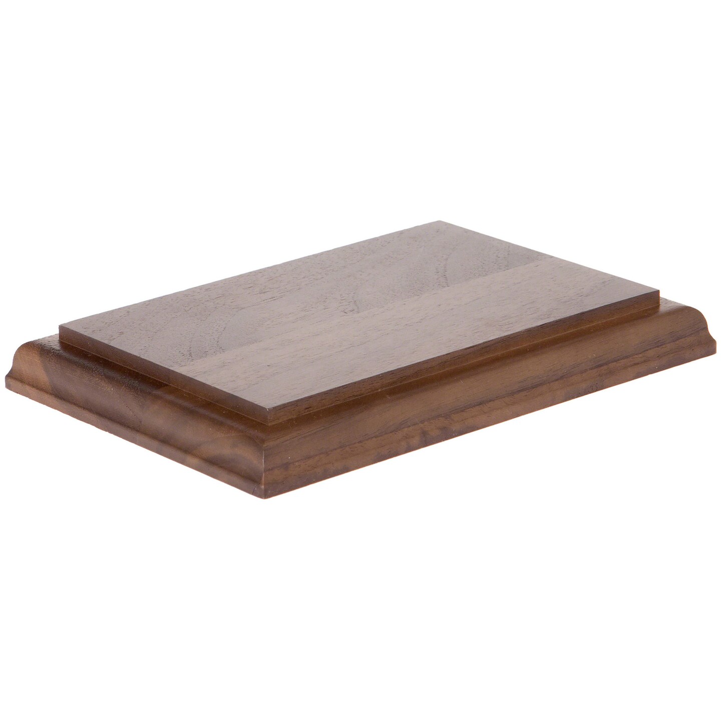 Plymor Solid Walnut Rectangular Wood Display Base with Ogee Edge, 6.875&#x22; W x 4.875&#x22; D x 0.75&#x22; H
