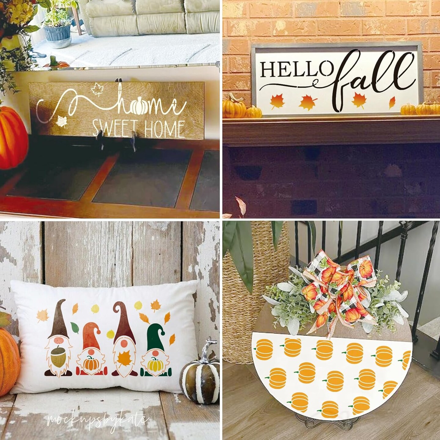 Fall Stencils for Painting on Wood Crafts Reusable (18 Half Round)