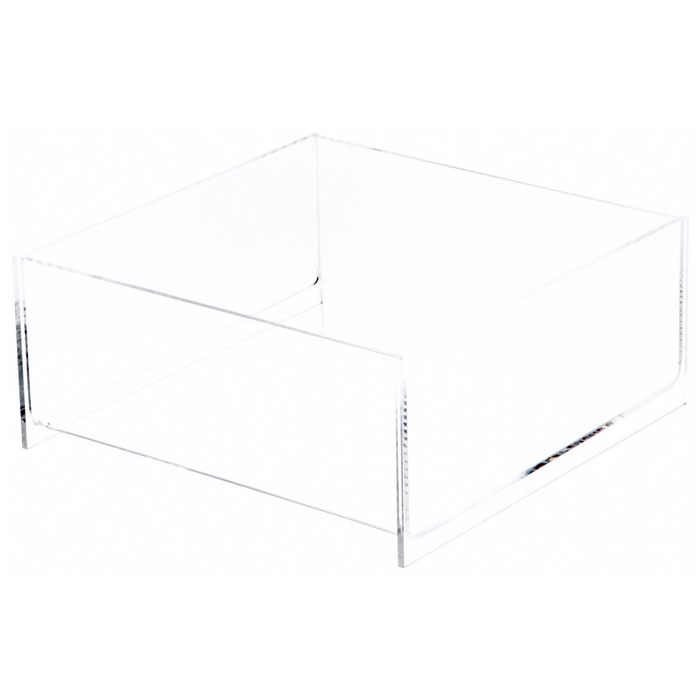 Plymor Clear Acrylic Square Open Top Merchandise Display Tray, 10" W x 10" D x 4" H