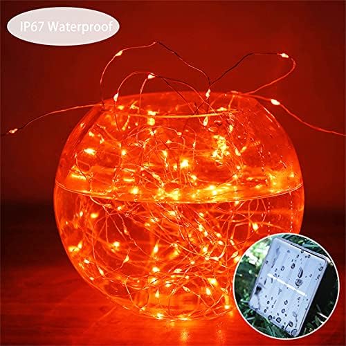 2 Pack 200 LED Orange Solar String Lights – Fall & Halloween Outdoor Decoration, 8 Modes, Waterproof (Orange)