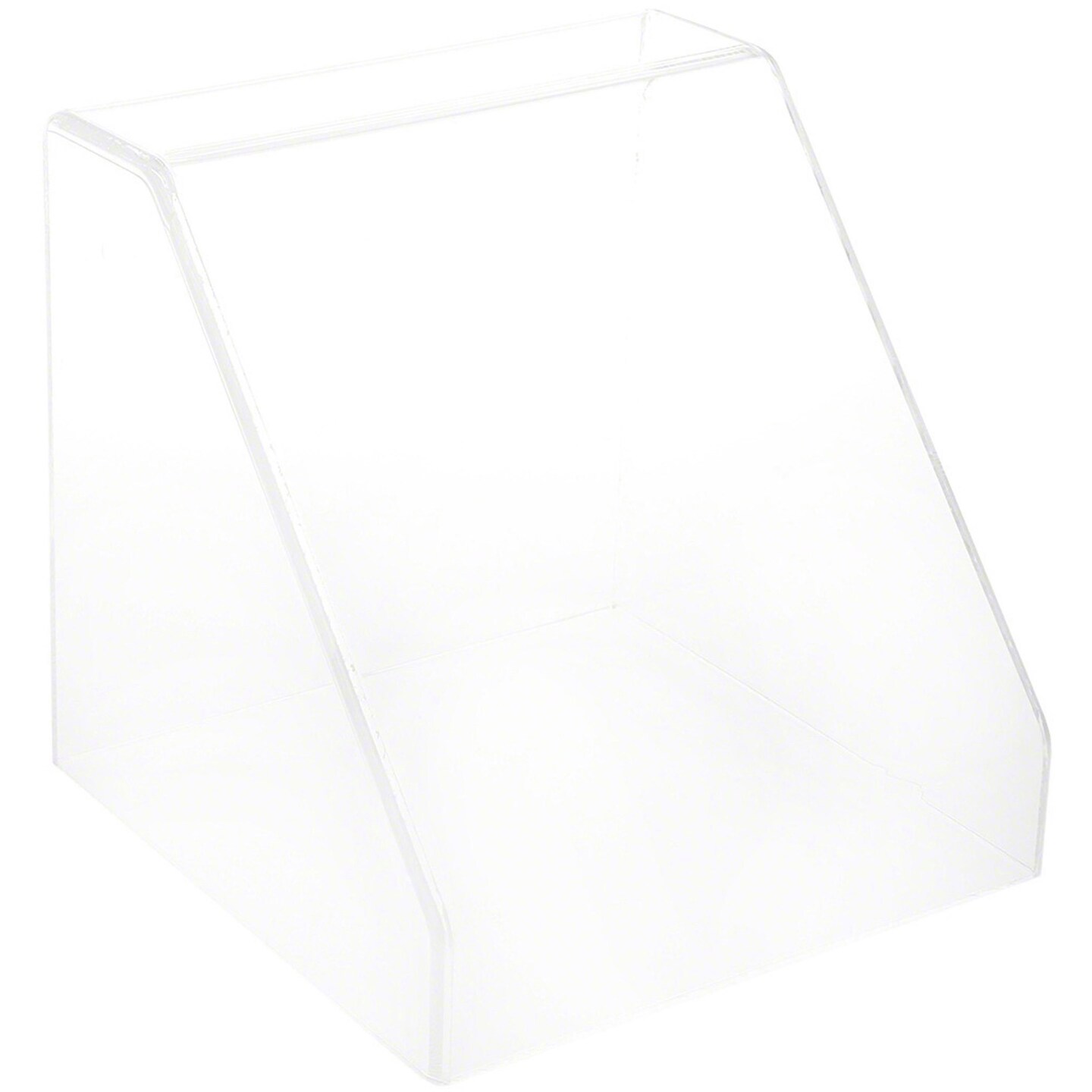 Plymor Clear Acrylic Slanted Front Display Case, 10" x 10" x 10"