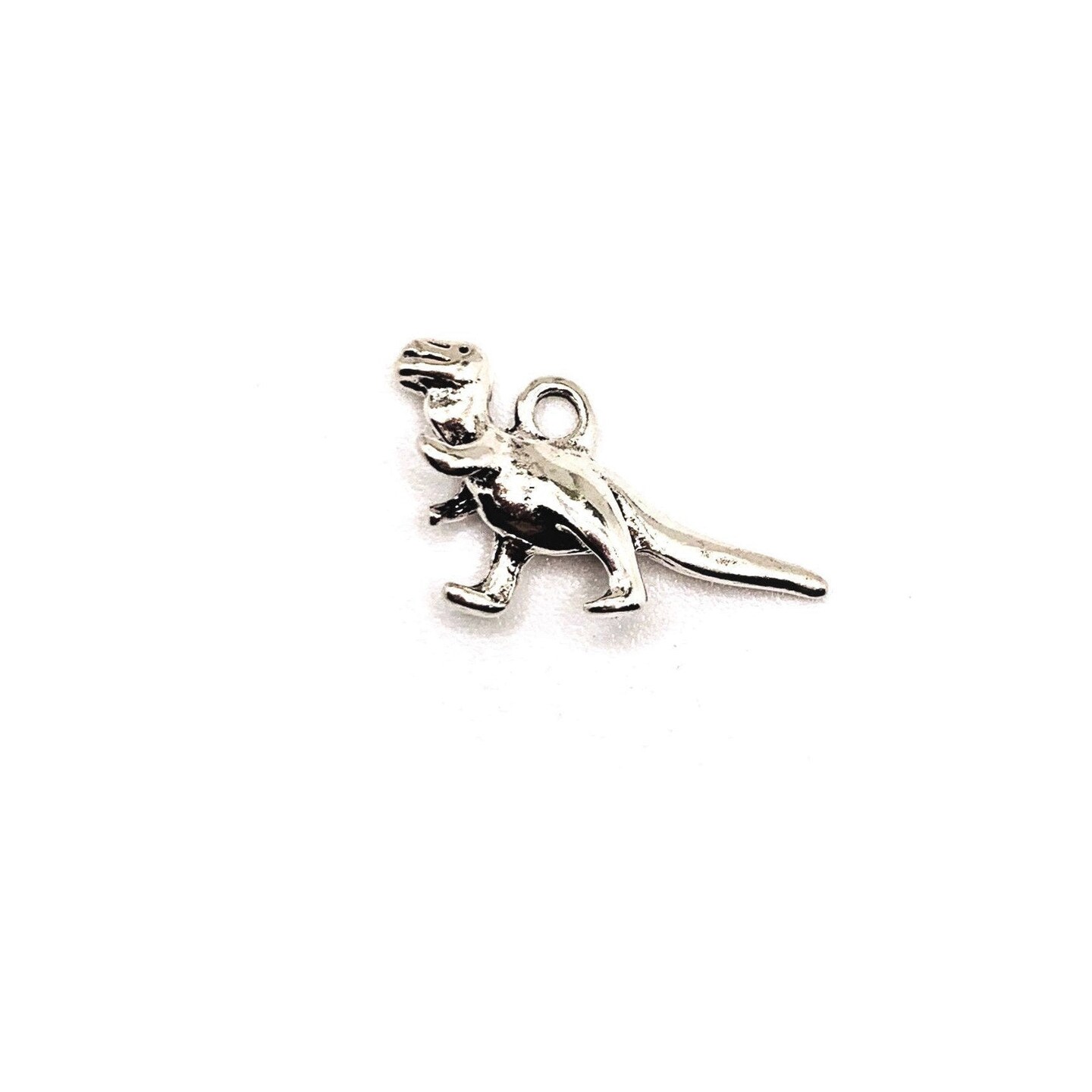 Silver T-Rex Dinosaur 3D Charms, 22x12mm