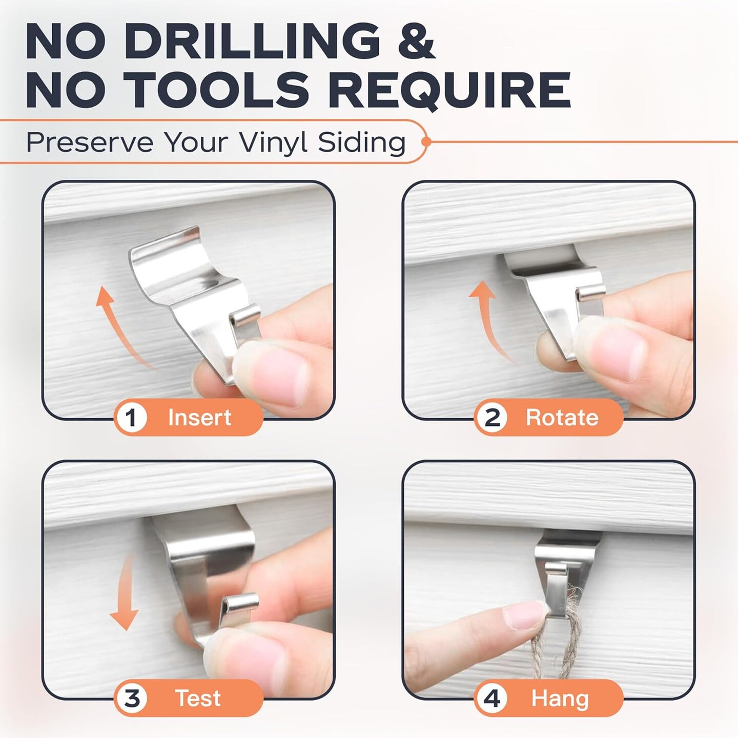 Vinyl Siding Hooks, (8 Pack) No Drilling Siding Clips