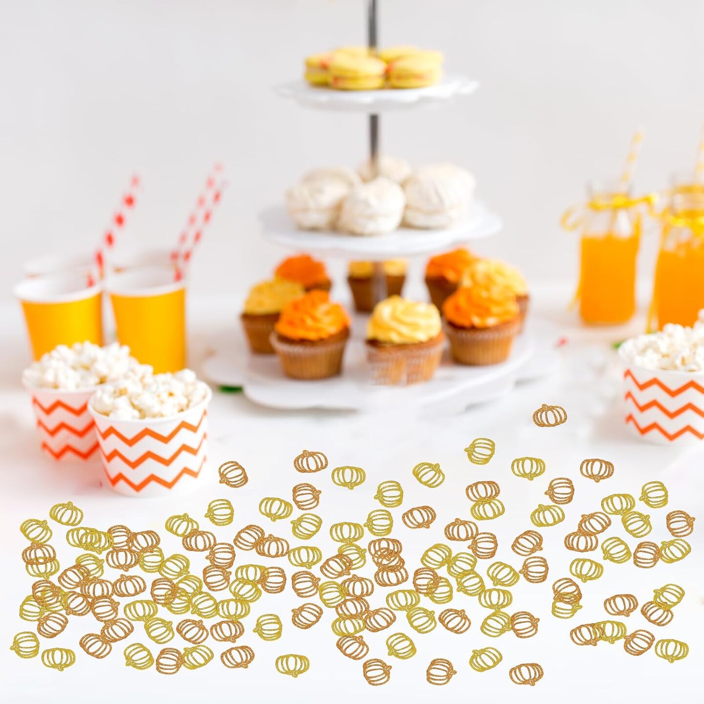 120 PCS Pumpkin Glitter Little Pumpkin Table Confetti