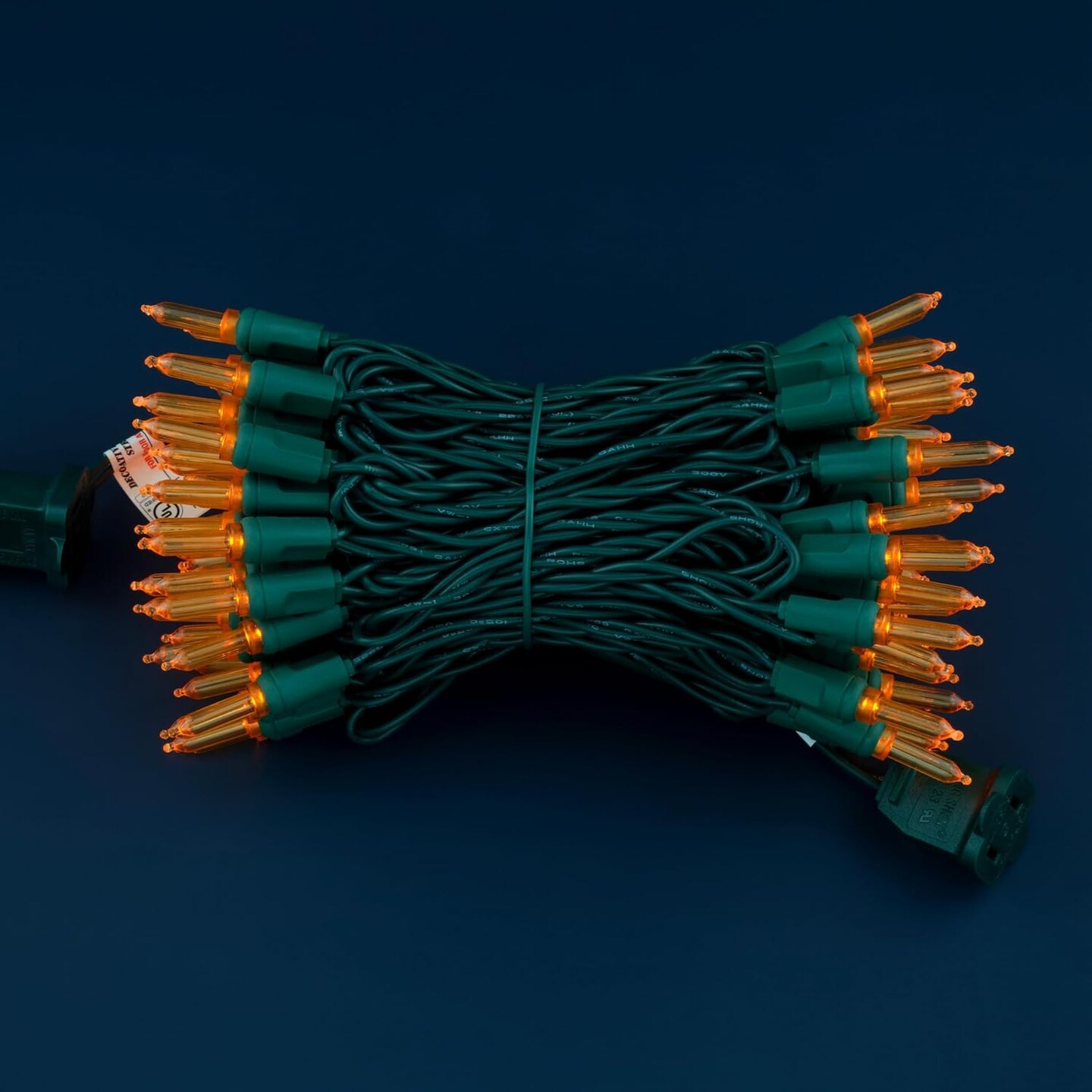 100 Orange One-Piece LED Christmas Lights – 33 ft Green Cord, T5 Outdoor String Lights, UL Certified & Waterproof (Orange)