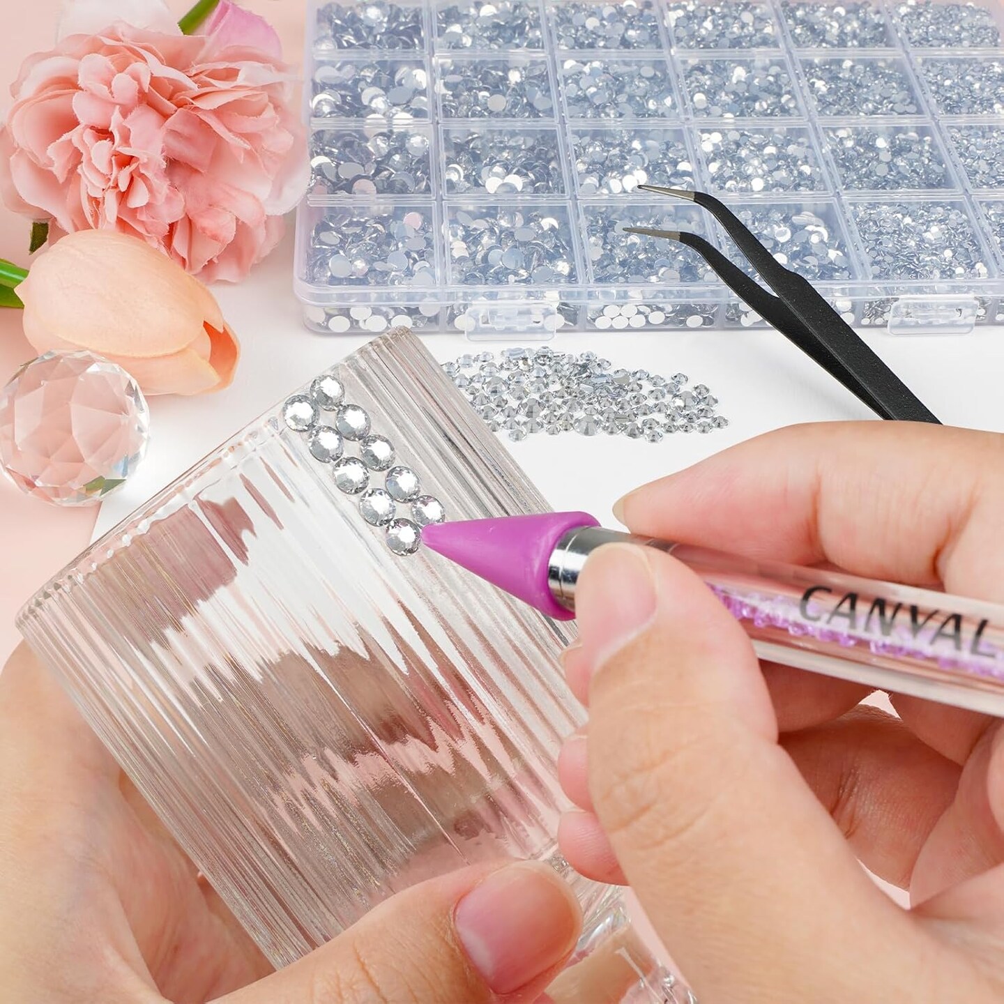 25000Pcs Resin Jelly Flatback Rhinestones with Glue and Tools - Clear