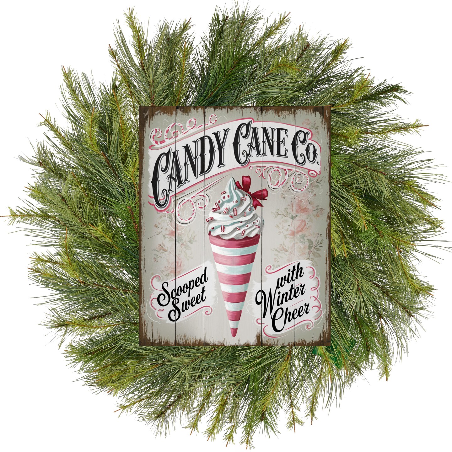 Vintage Candy Cane Co Christmas Sign