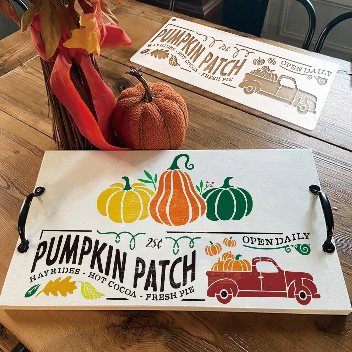 (12 Fall) - Fall Stencils for Painting on Wood Hello Pumpkin