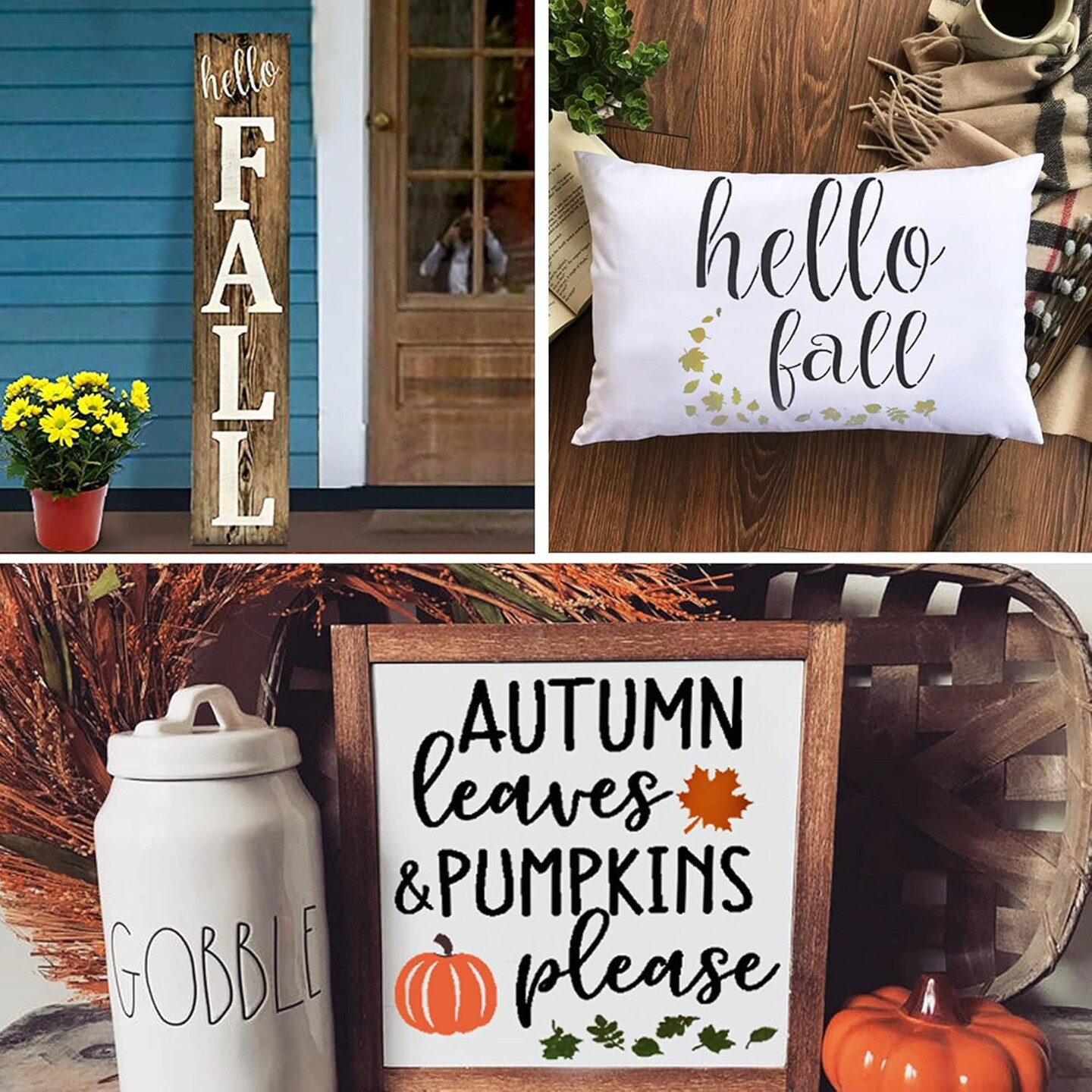 Large Fall Stencils for Painting on Wood, Canvas - 10&#x201D;x10&#x201D; Stencil Pack