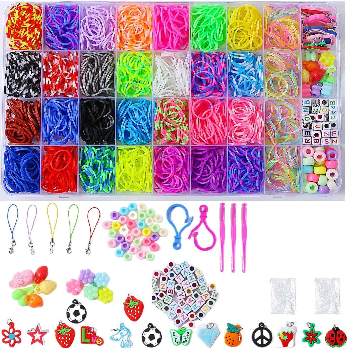 2500+ Rubber Band Bracelet Kit &#x2013; Loom Bracelet Making Set for Kids with Refill Bands, Loom Board &#x26; Tools &#x2013; Friendship Bracelet Birthday Gift Kit