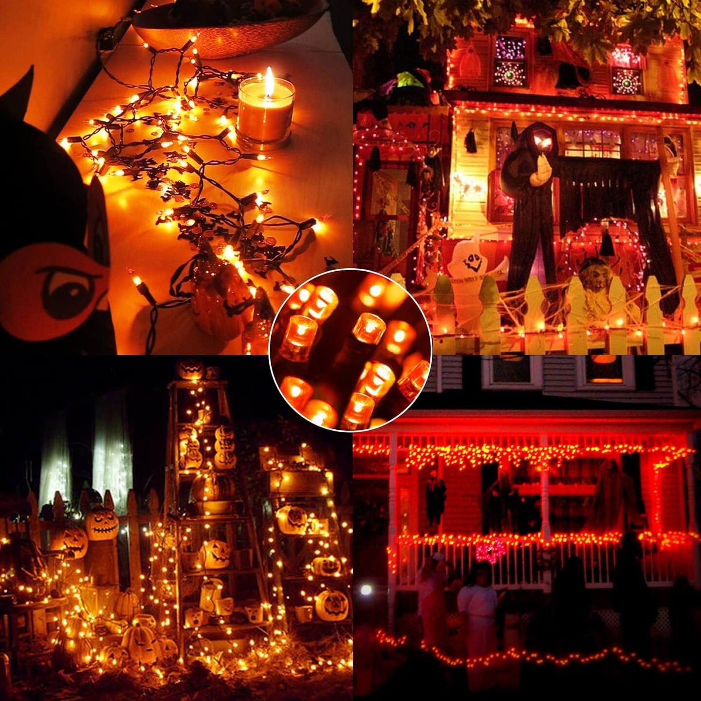164FT 500 LED Orange Halloween String Lights – 8 Modes, Waterproof, Plug-In, Indoor & Outdoor Decorations (Orange)