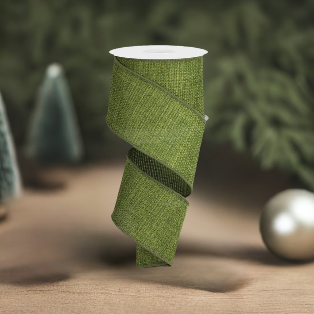 2.5&#x22; Cross Royal Burlap Ribbon: Moss Green (10 Yards)