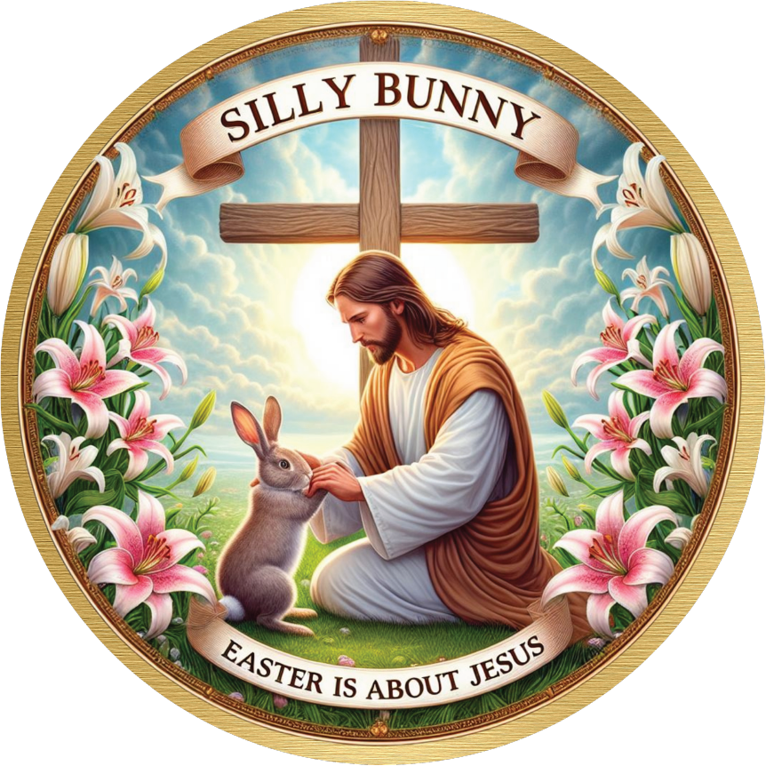 Silly Bunny Easter Is For Jesus Round Sign