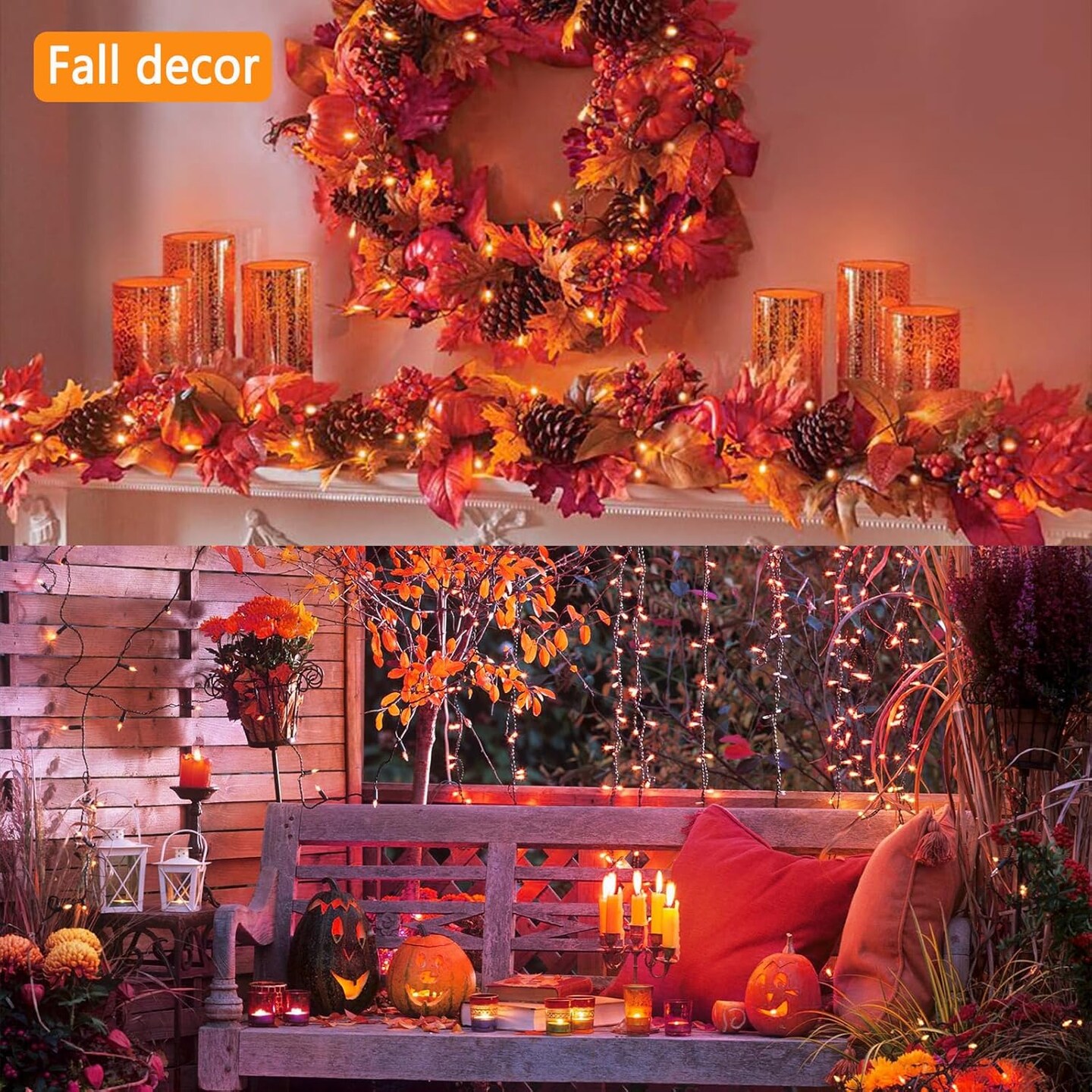 Halloween Orange String Lights - 100FT, 300 LED, 8 Modes