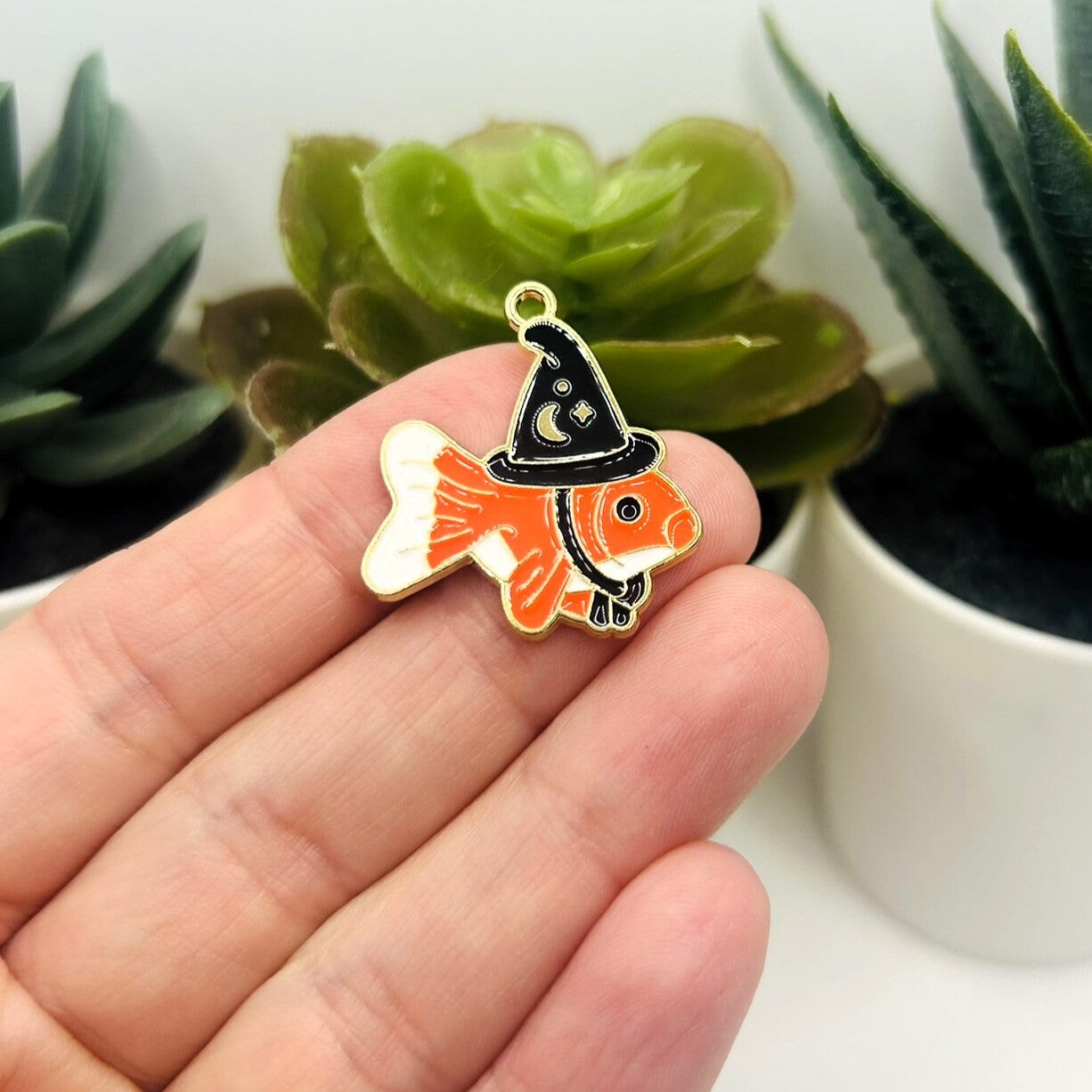 Witch Fish Halloween Charms, 28x25mm