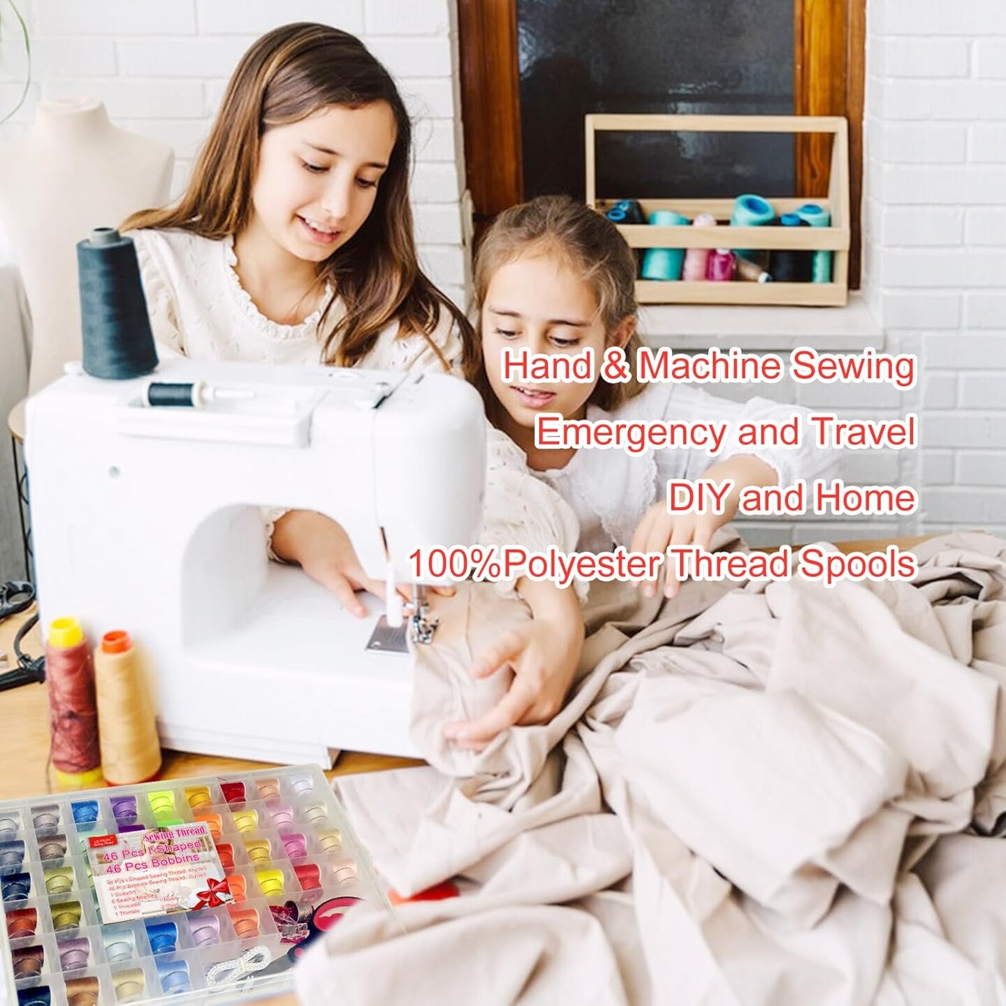 92Pcs Sewing kit 46 Colors Prewound Bobbins and Thread Spools