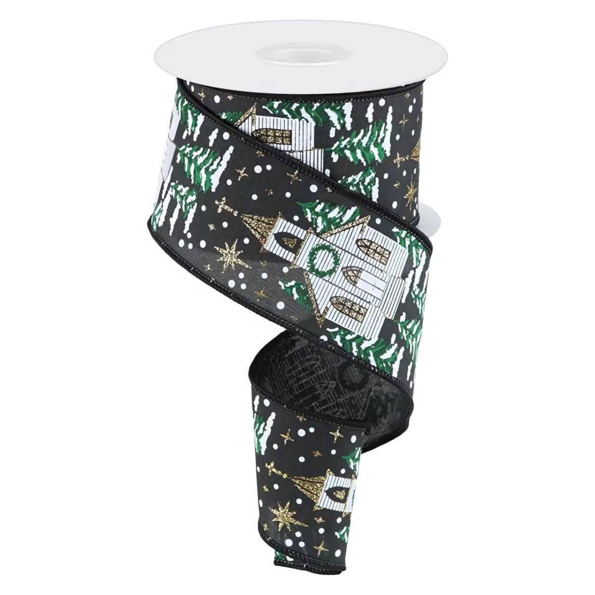 2.5&#x22; Winter Church Ribbon: Black (10 Yards)