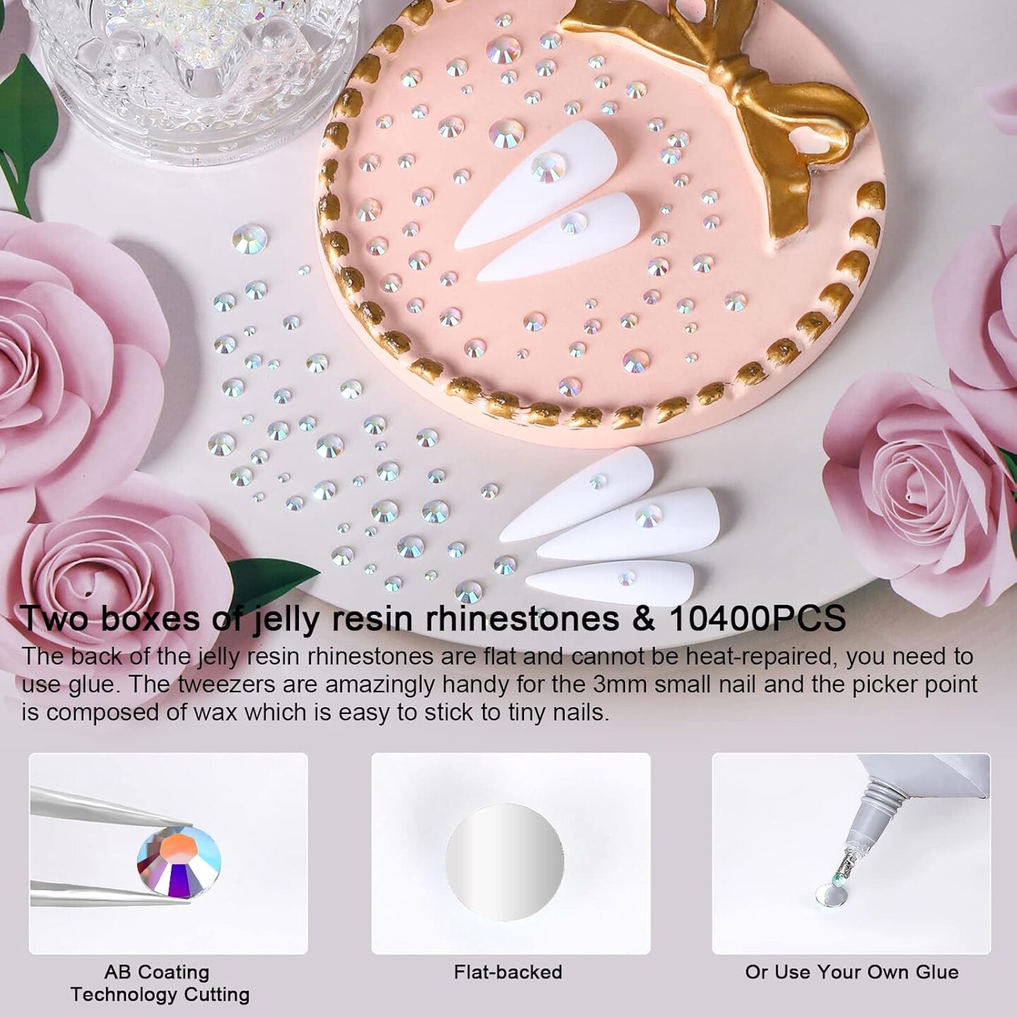 10400PCS Transparent AB Flatback Rhinestones with Tools