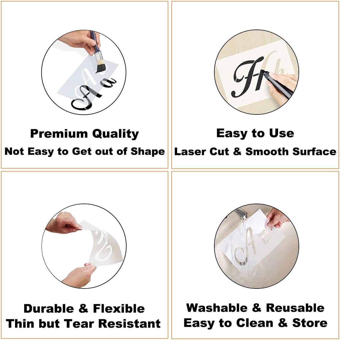 44 Pack Large Letter Stencils - 3 Fonts and 284 Designs