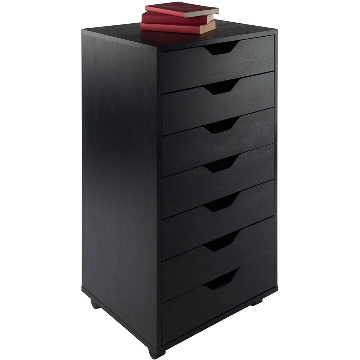 Wood 7-Drawer Storage Cabinet Chest with Casters and Lock