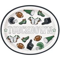 Game Face Football &#x22;Touchdown&#x22; Oval 12&#x22; Plates 8ct - Foil