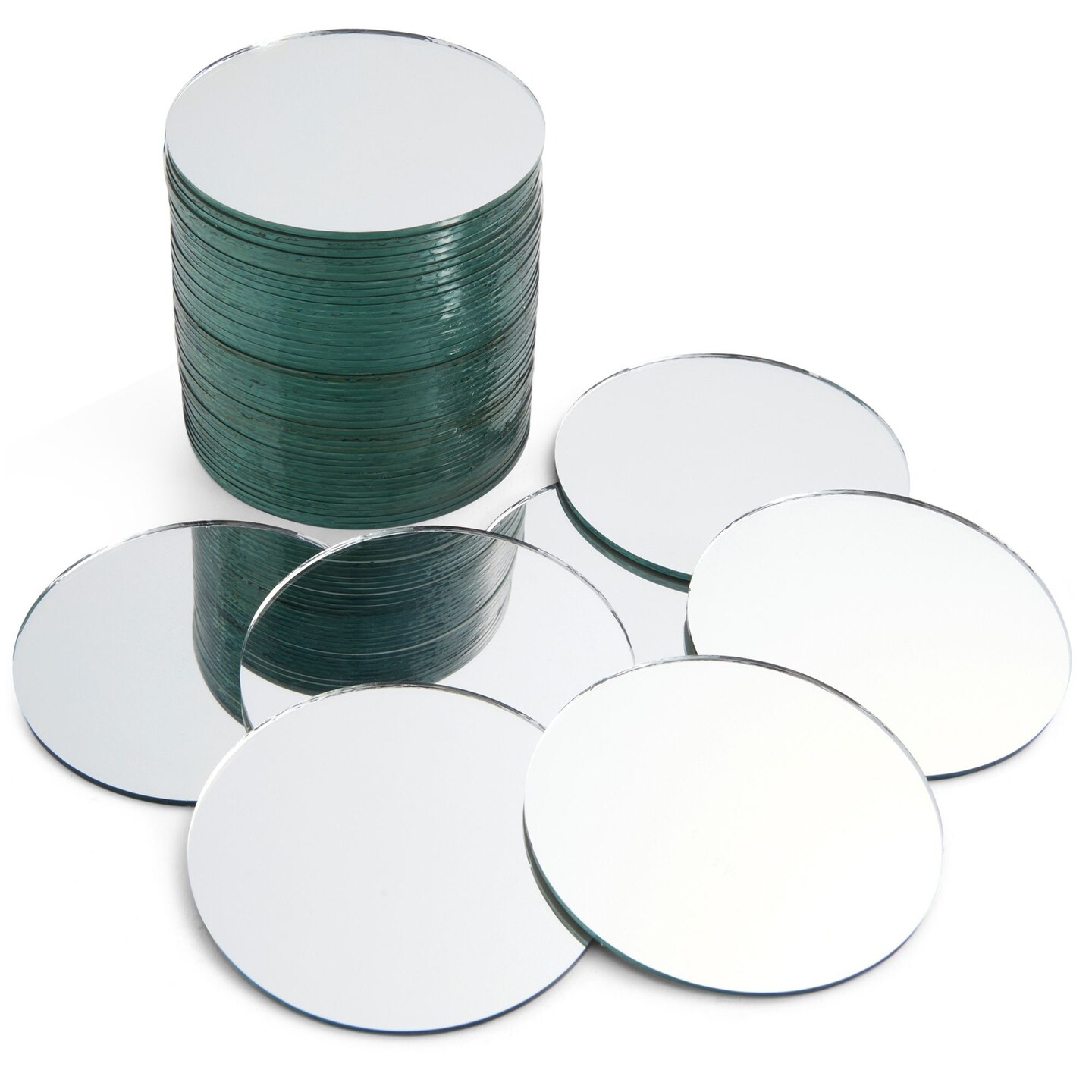 50-Pack of Small Round Mirrors for Crafts, 3-Inch Glass Tile Circles for Wall and Table Decor, Mosaics, DIY Home Projects, Decorations, Arts and Crafts Supplies