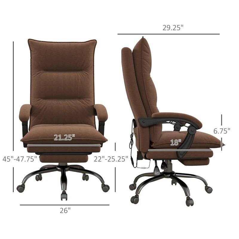 Double Padded Executive Massage Heated Office Chair with Remote Control Lumbar Heating and Footrest
