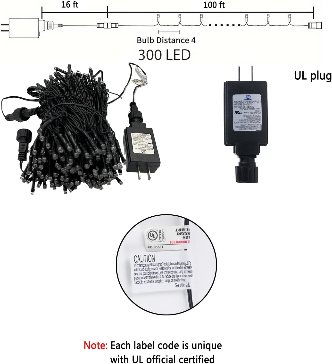 Halloween Orange String Lights - 100FT, 300 LED, 8 Modes
