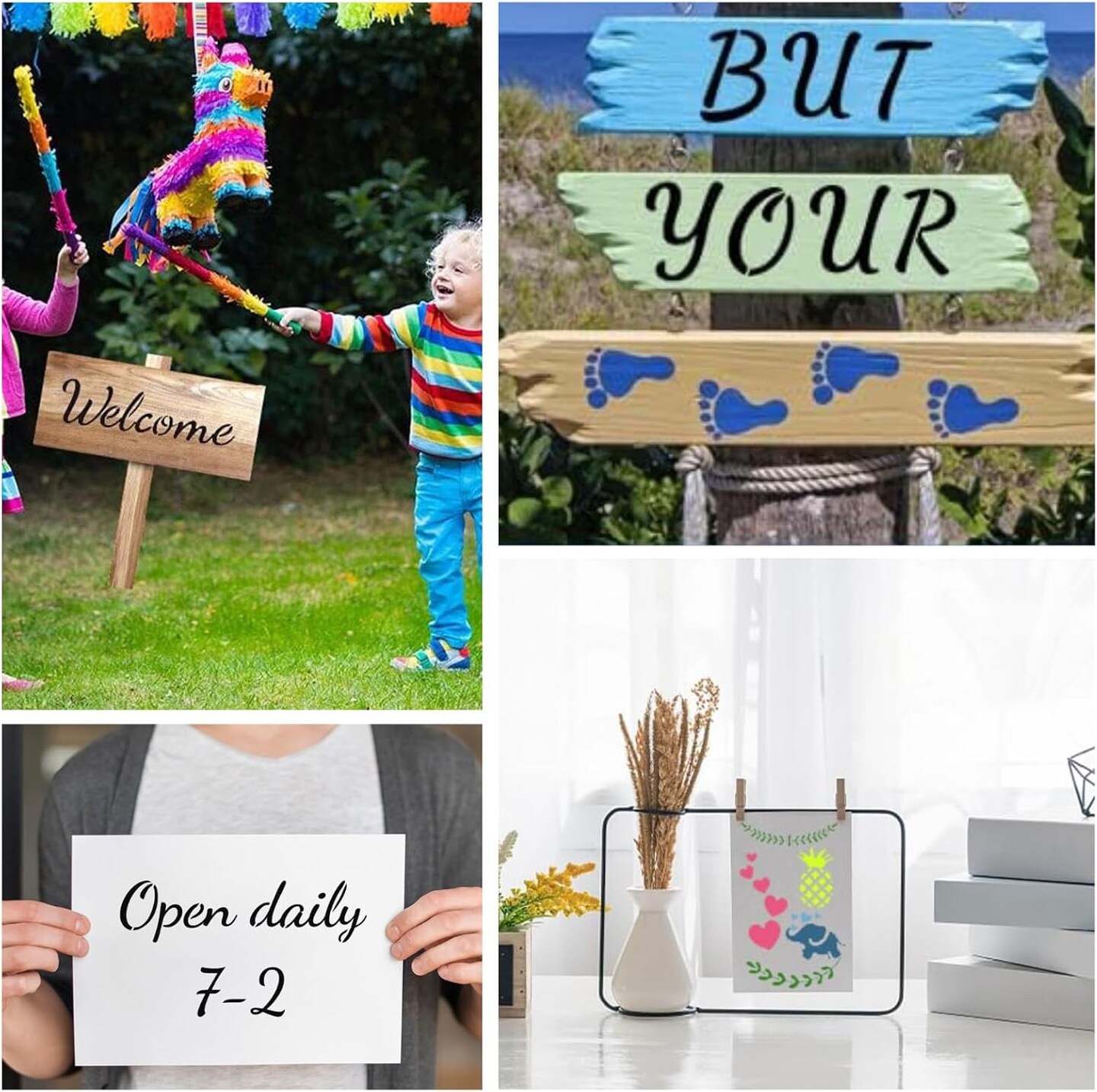 Stencils for Painting, 45 Pack, 8.27x5.52 Inch, Reusable Plastic Large