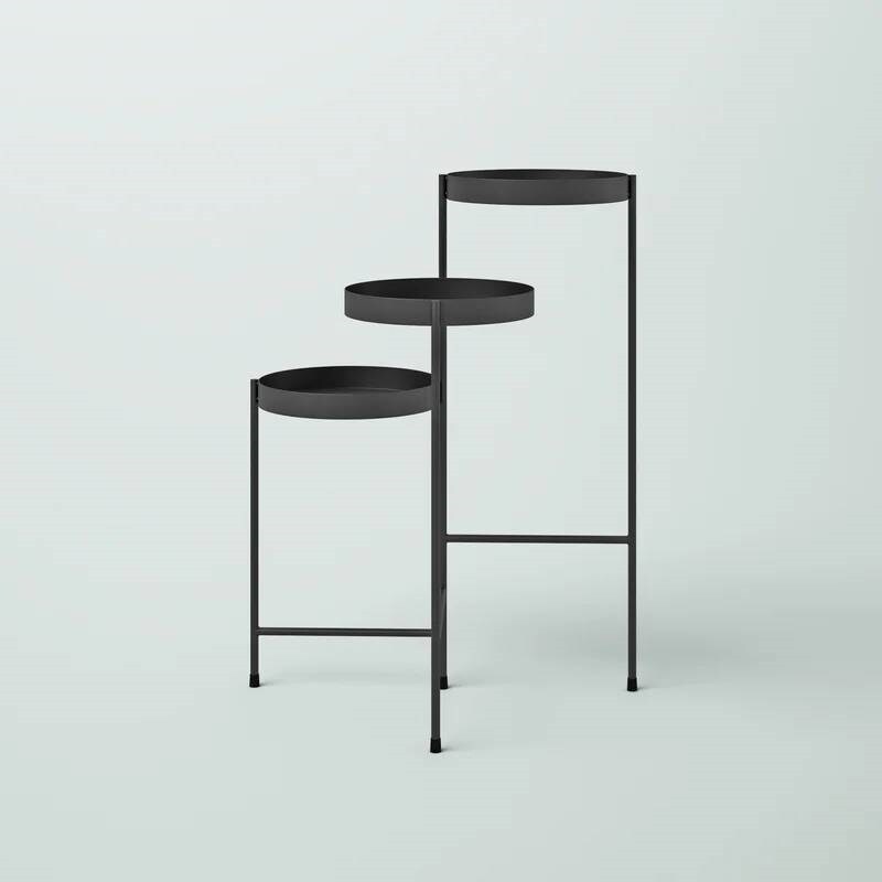 Modern 3 Tier Metal Plant Stand with Rotating Trays Indoor Flower Pot Holder Fully Assembled