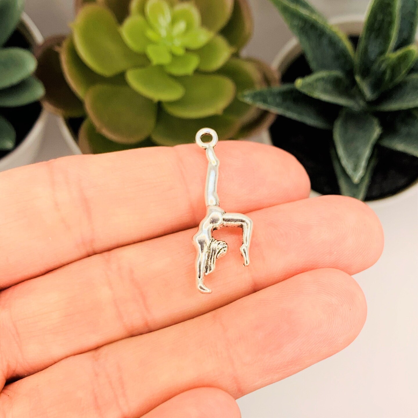 Antiqued Silver Gymnast Charms, 30x10mm