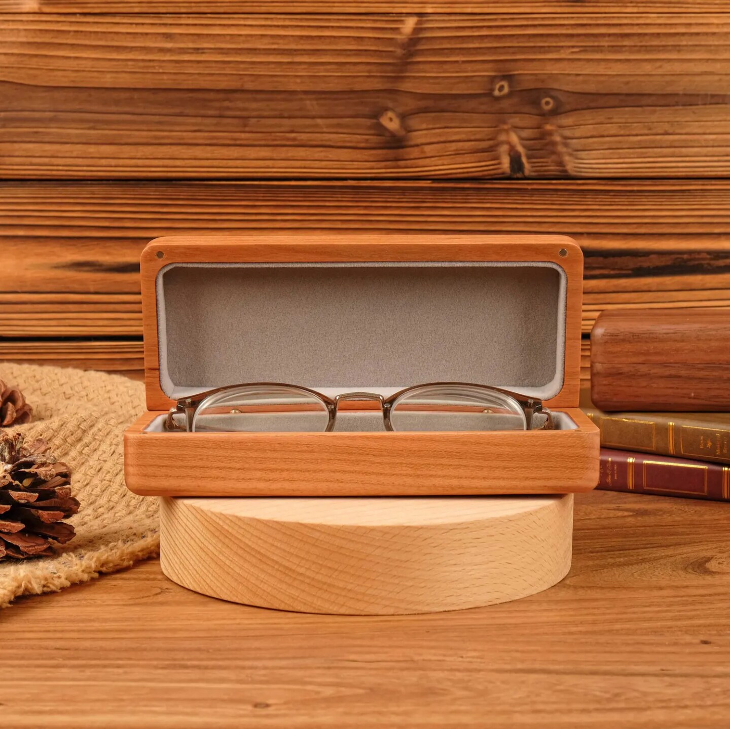 Personalized Walnut Sunglasses Box, Wooden Eyeglasses Case With