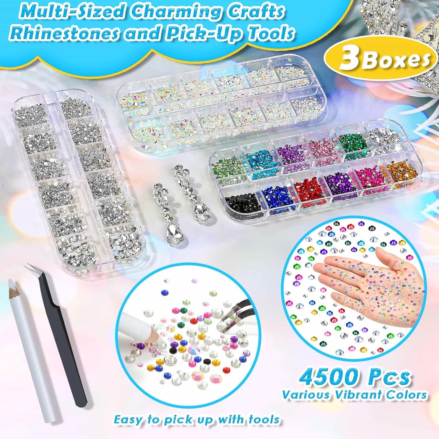 Jewelry Glue with Rhinestones for Crafts - 6300Pcs Rhinestones