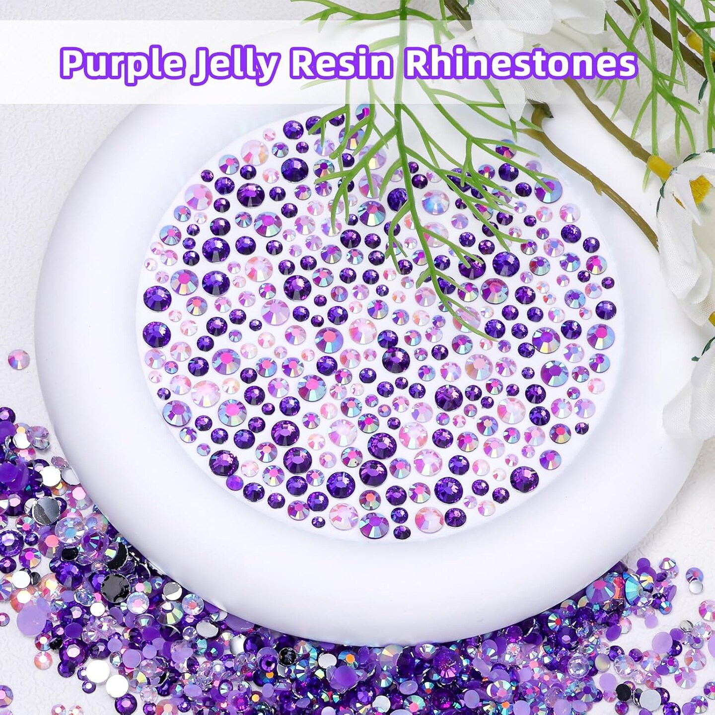 18000 Pcs Purple Jelly Flatback Rhinestones - 3-6MM
