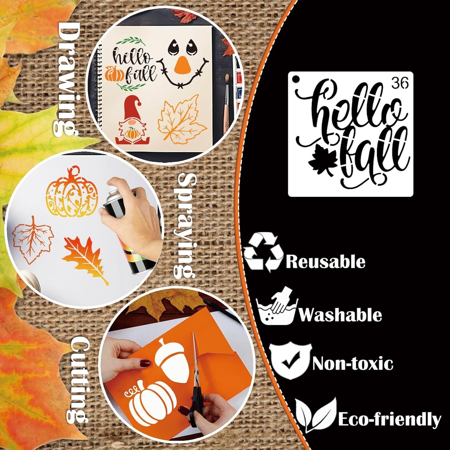 Small Stencils for Painting on Wood Reusable, 3 Inch Reusable Stencil