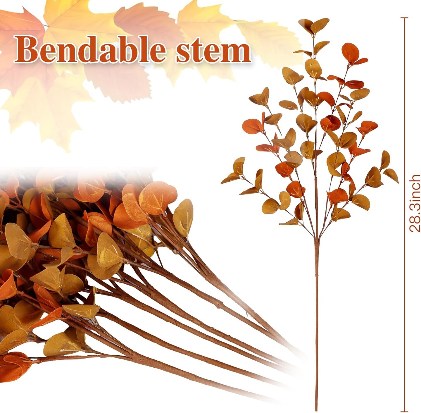 6 Pcs Artificial Eucalyptus Stems Fall Eucalyptus Leaves Autumn Leaf Branches Fall Decorations with Foam Fall Leaves for Home Floral Arrangement Autumn Festival Thanksgiving Decor