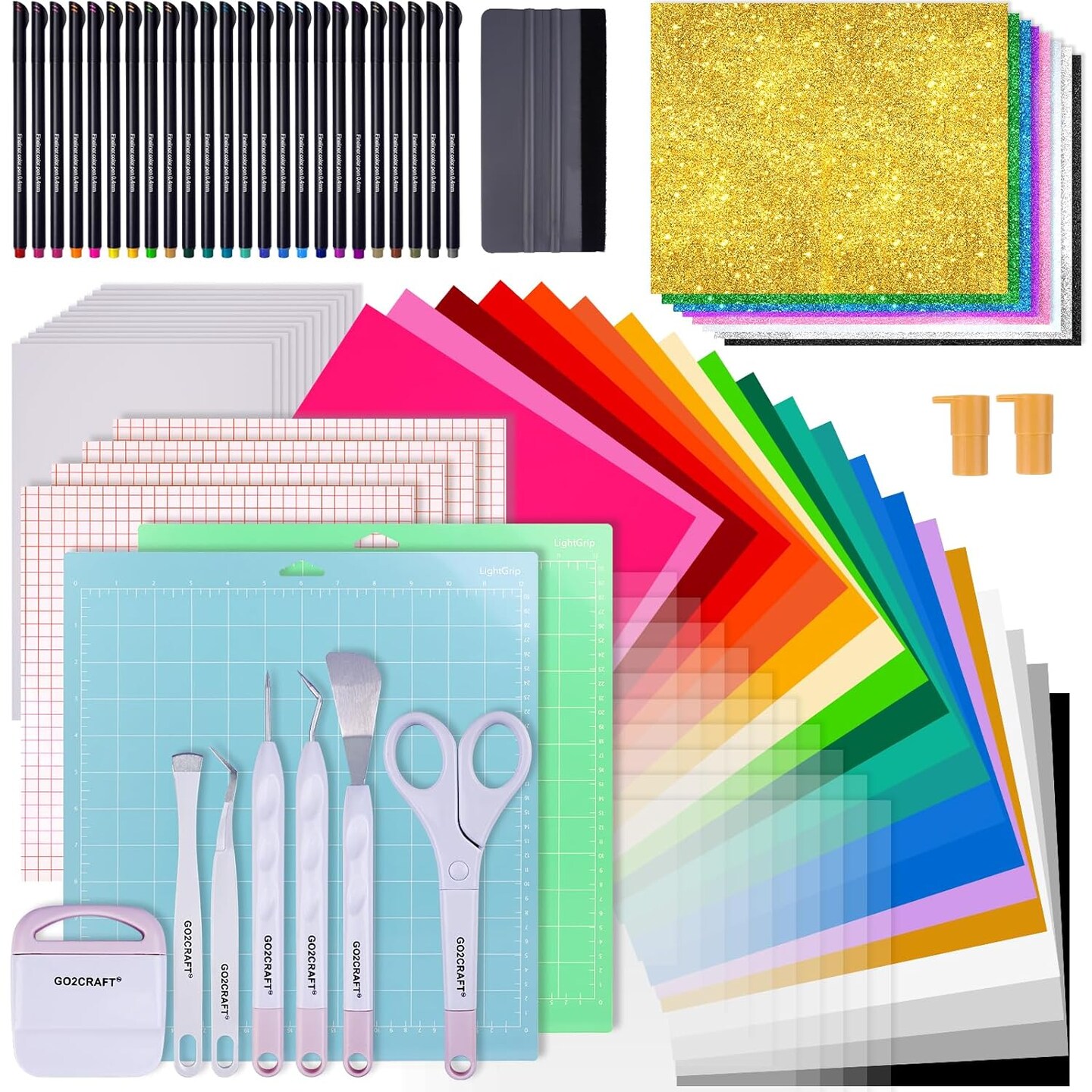 90-Piece Crafting Accessories Bundle for Cricut Maker &#x26; Explore Air &#x2013; Vinyl Sheets, Weeding Tools, Transfer Tape &#x26; DIY Starter Kit