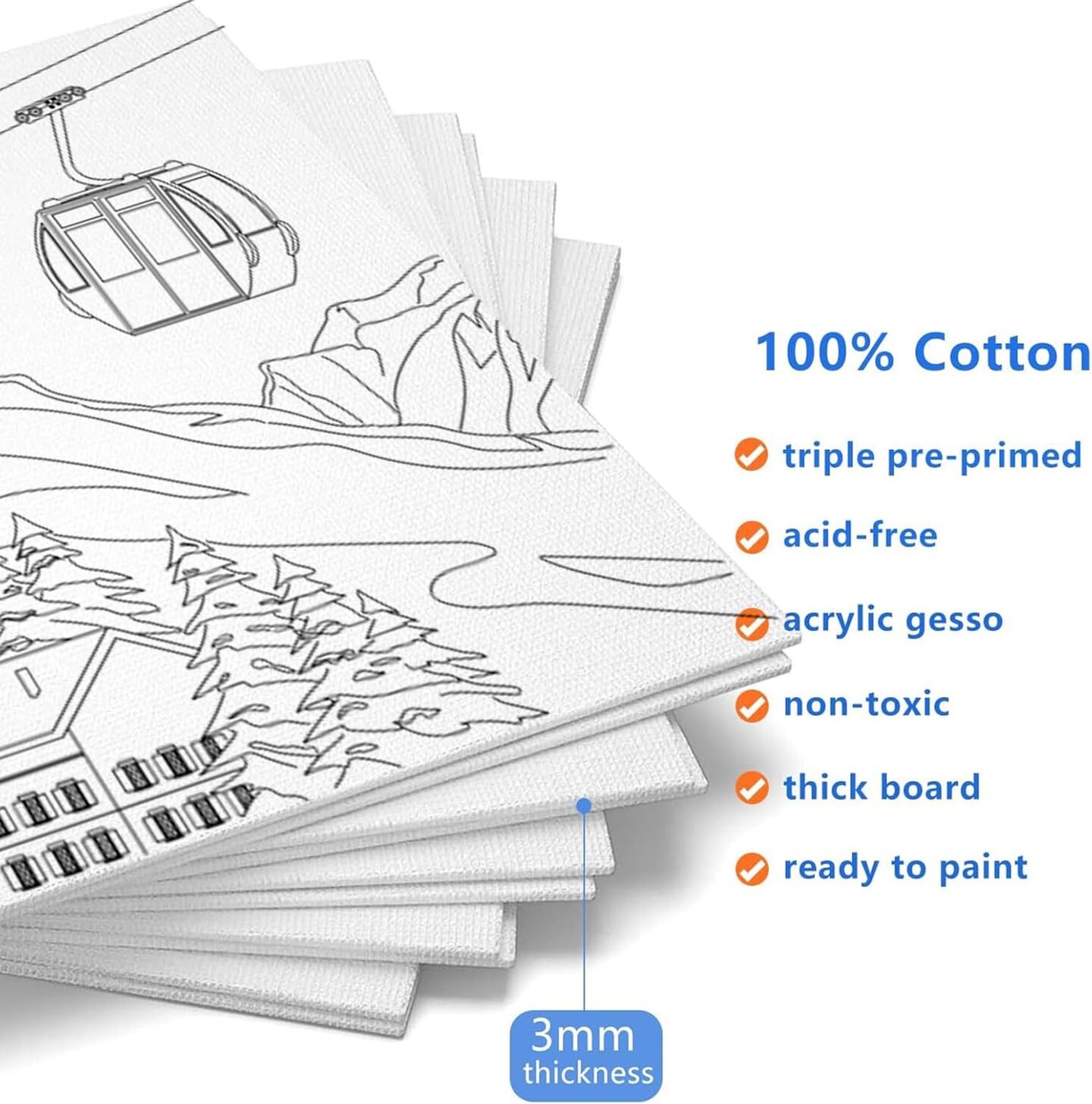 8 Pack (8x10) Pre Drawn Canvas Boards, Canvas Painting Set for Adults