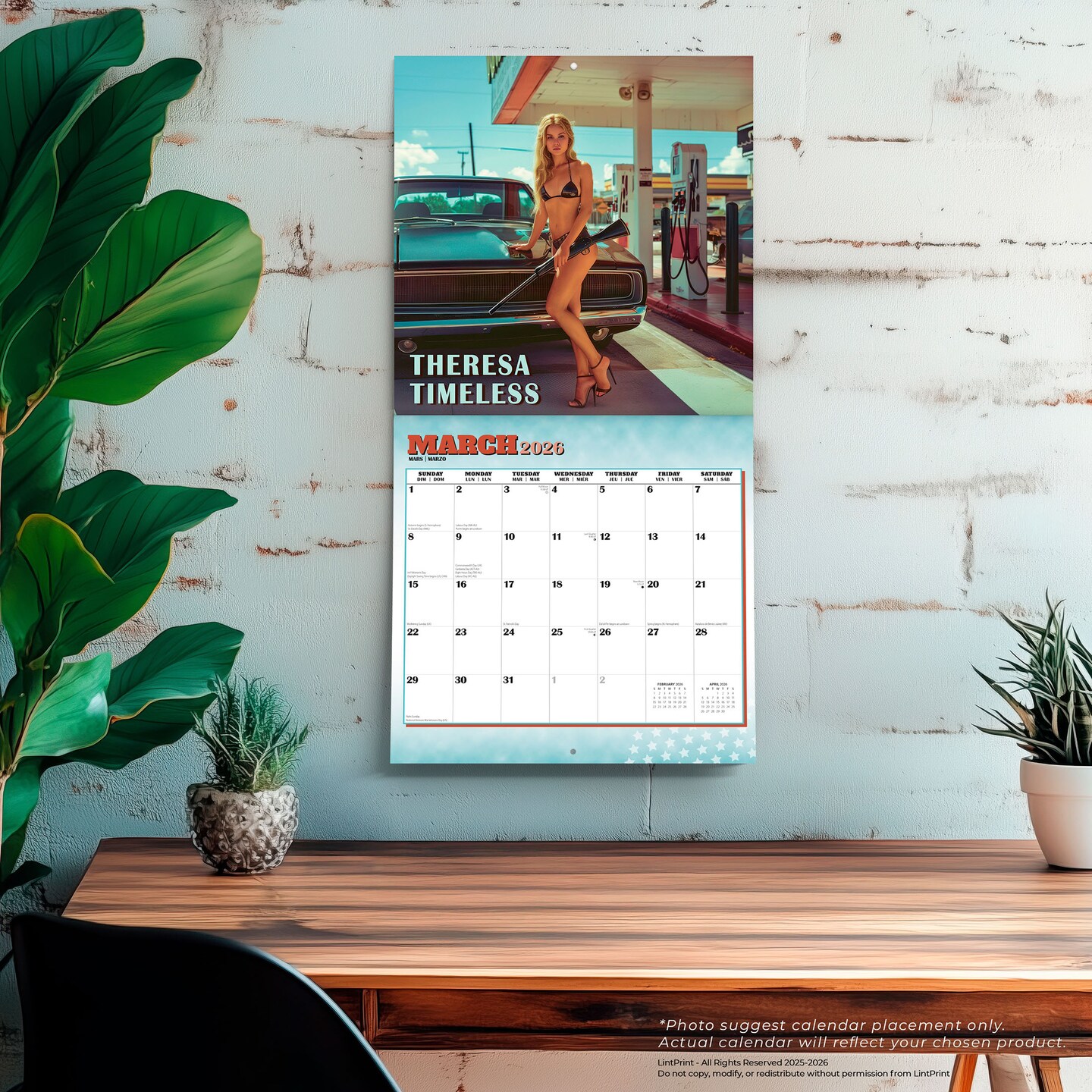 Hot Chicks Cold Steel | 2026 12 x 24 Inch (Hanging) Monthly Square Wall Calendar