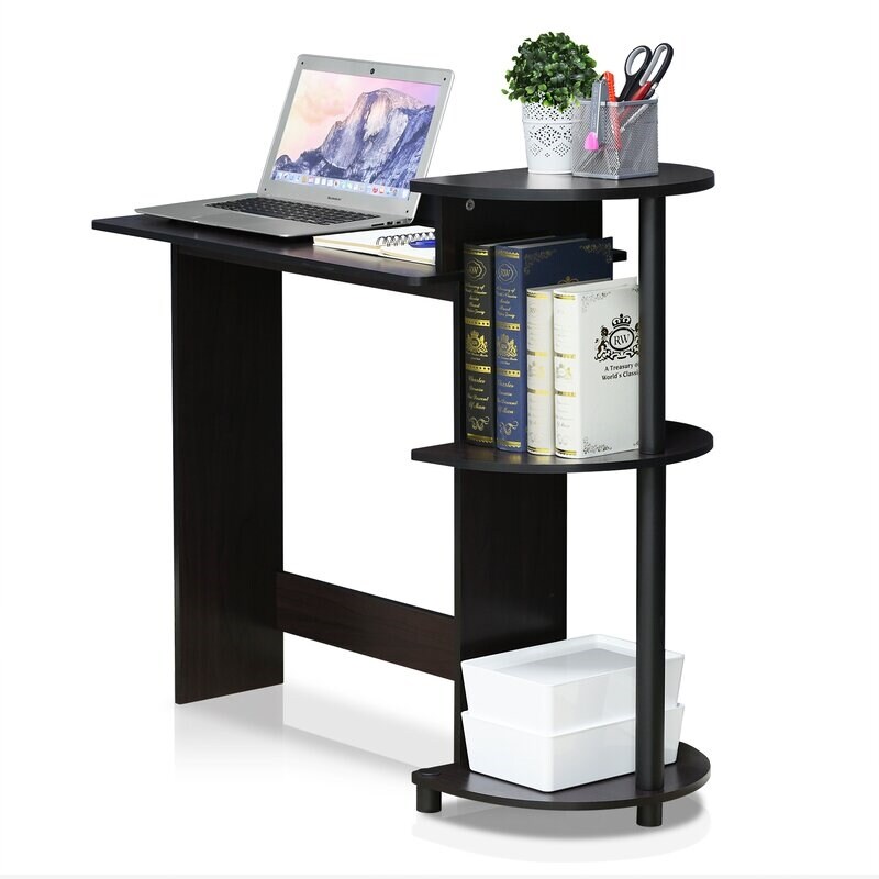 Contemporary Computer Desk with CPU Storage Shelf Compact Modern Engineered Particleboard Desk for Small Spaces